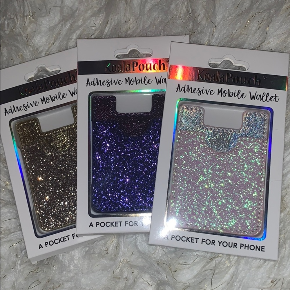 Glitter Koala Pouch Phone Card Holder Stick on